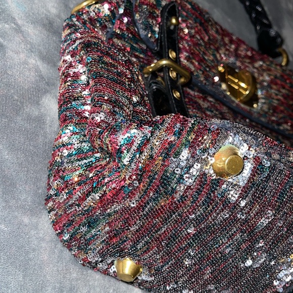 Preloved Miu Miu multicolor Paillette sequins turn lock top handle bag great con - Picture 5 of 14
